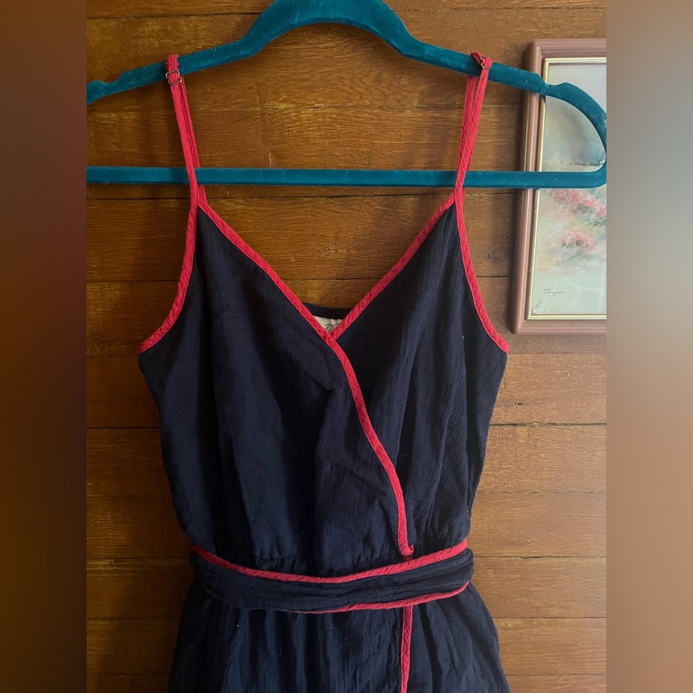 Navy With Red Trim Spaghetti Strap Dress
